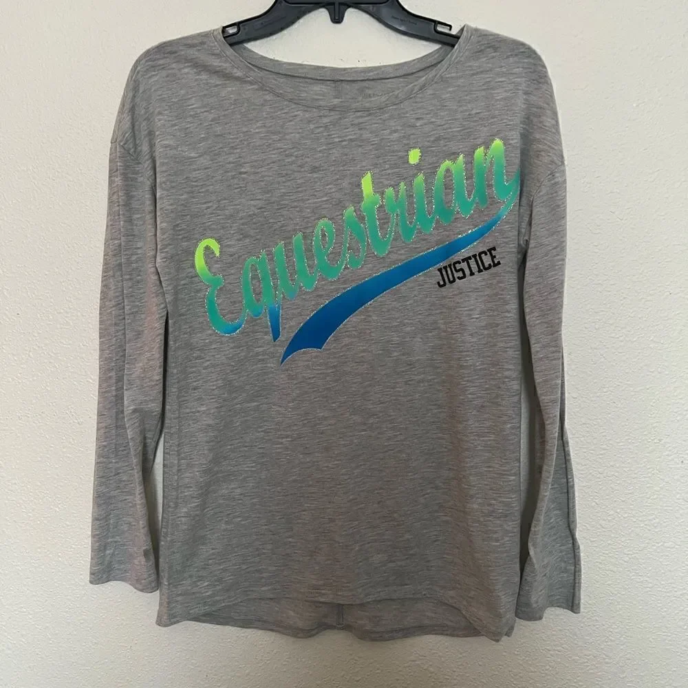 JUSTICE Active Grey  Long Sleeve Top Girls Size 14